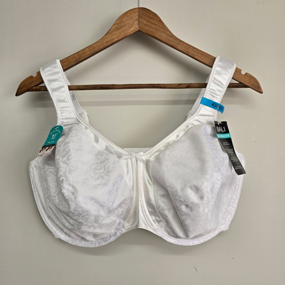 Bali‎ Minimizer Bra 42DDD White Jacquard Underwire Comfort Wedding Classic